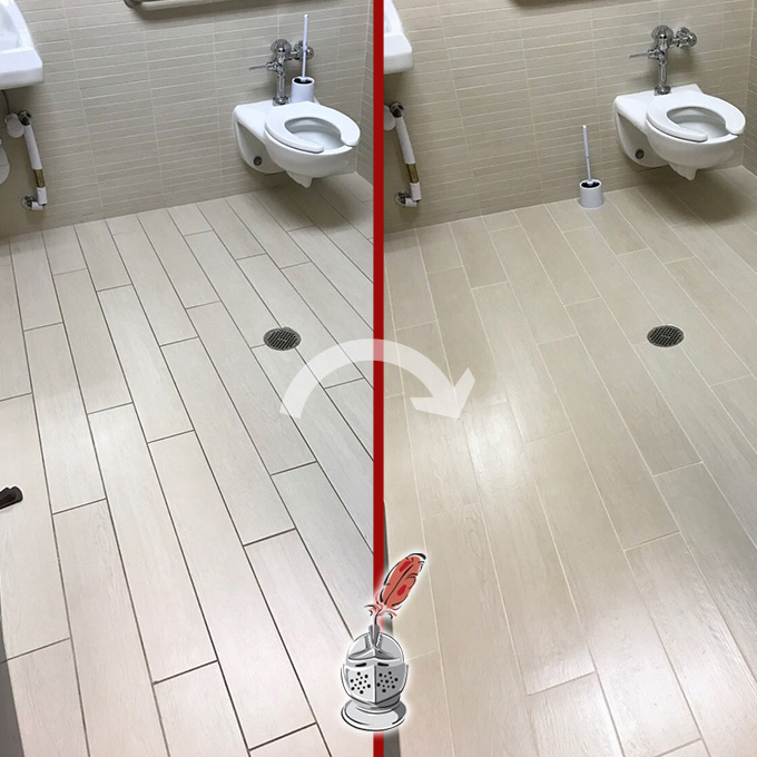 Sir Grout's services are ideal to keep in optical conditions high traffic areas like this office's restroom