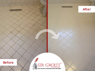 Before and After Picture of a Tile Cleaning Service in Willard, MO