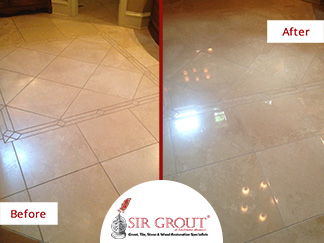 Before and After Picture of Stone Polishing Service in Rogersville, Missouri