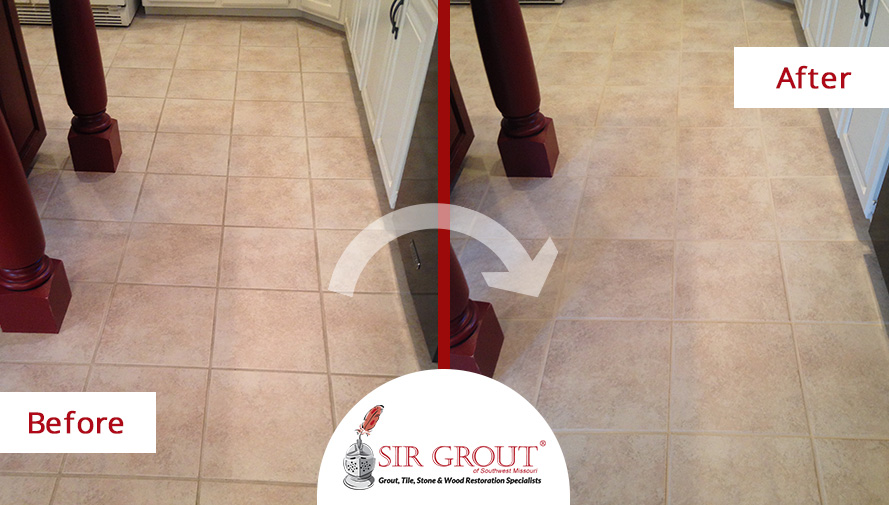 Before and After Picture of a Grout Cleaning Service in Branson, Missouri